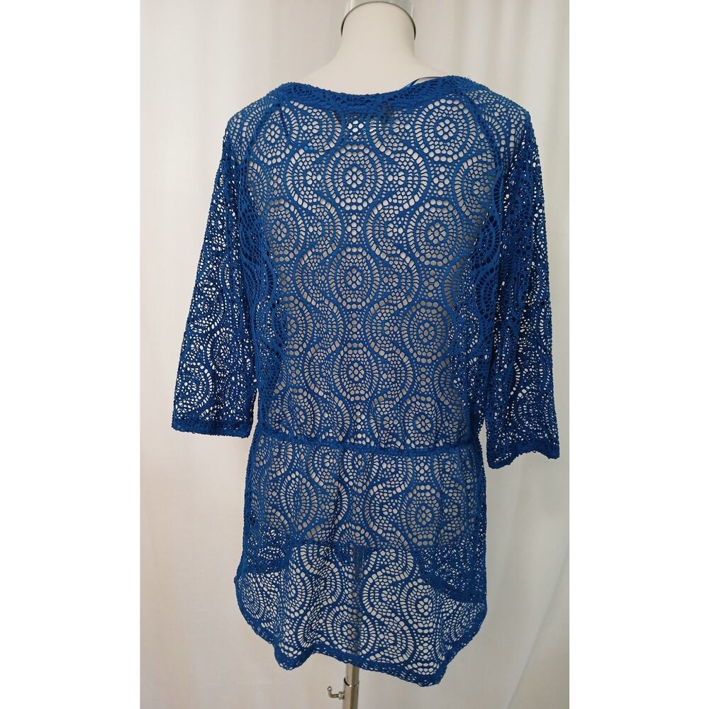 Exofficio Mesh Cover Dress Blue Swim Beach Summer Tunic Medium - Picture 2 of 10